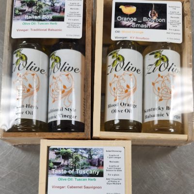 Zi Olive Two Pack Sampler Box - 2 - 100ML bottles of Olive Oil and Balsamic Vinegar