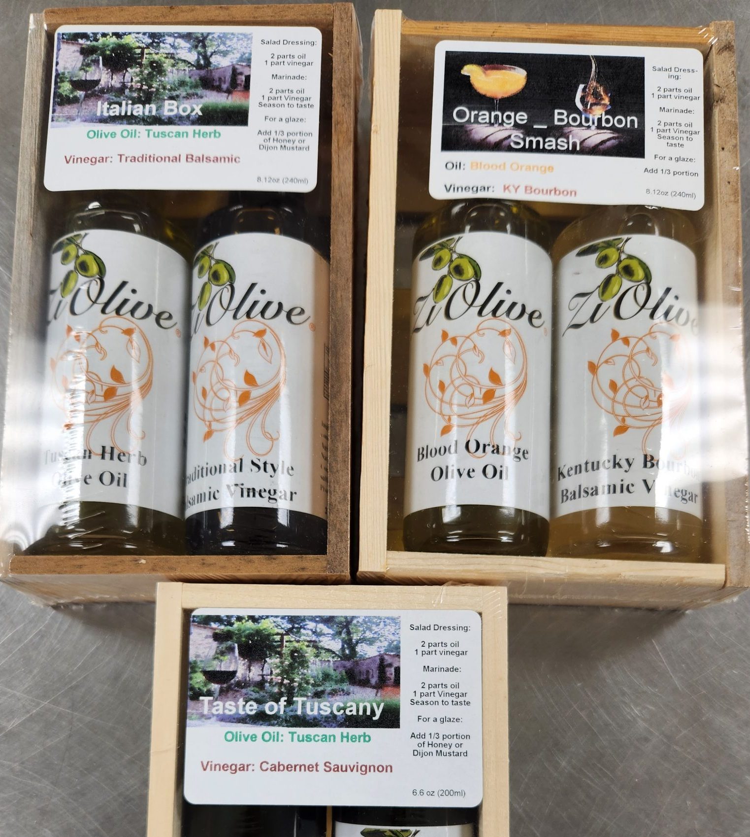 Zi Olive Two Pack Sampler Box - 2 - 100ML bottles of Olive Oil and Balsamic Vinegar