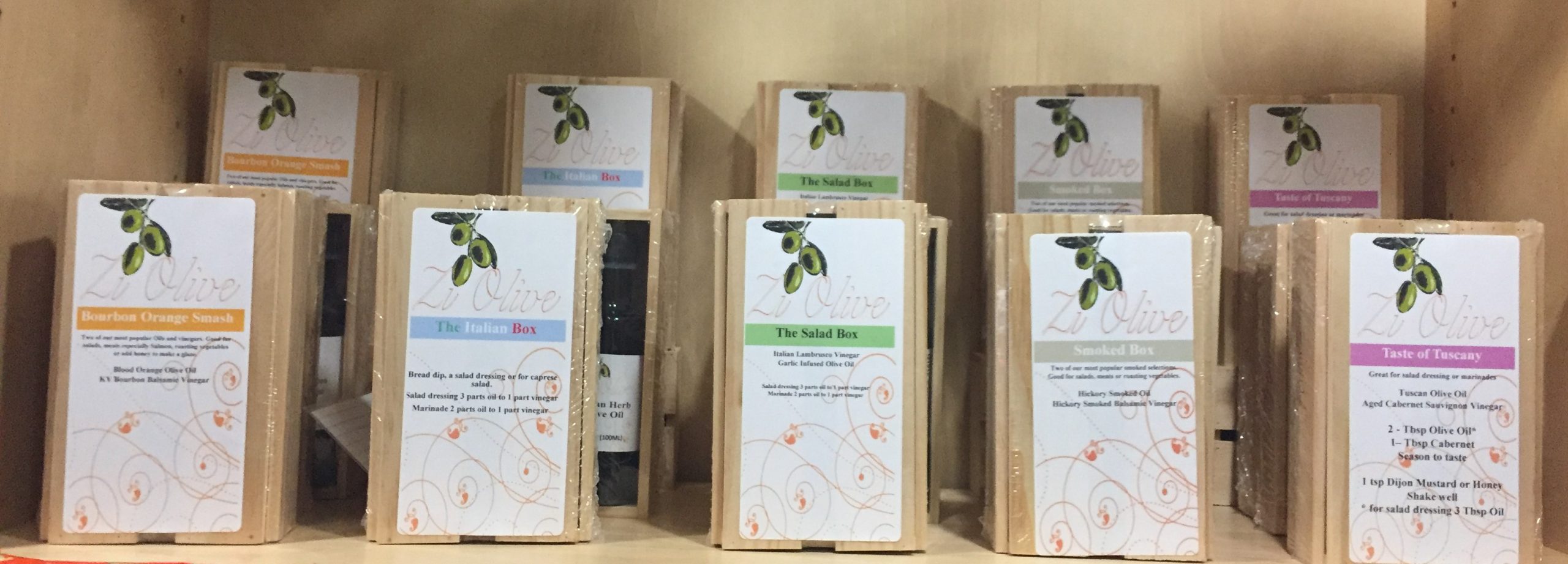 Zi Olive Two Pack Sampler Box - 2 - 100ML bottles of Olive Oil and Balsamic Vinegar